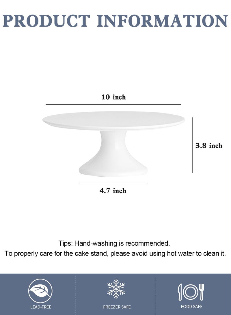Kanwone 10-Inch Porcelain Cake Stand, Cake Plate, Dessert Stand, Cake Stand for Party, Home Decorating Stand, White - Image 2